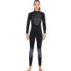 PRELGOSP Mens Womens Wetsuits, Full Length 3mm Back Zip Neoprene Wetsuit, Warm UV Protection Wet Suits for Scuba Diving, Spearfishing, Snorkeling, Surfing,Women Black,XL view 2