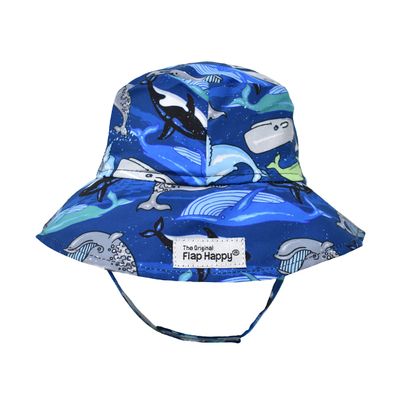 Flap Happy Baby Boy's UPF 50+ Bucket Hat, Whale Wonder, X-Large