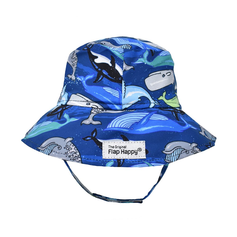 Flap Happy Baby Boy's UPF 50+ Bucket Hat, Whale Wonder, X-Large