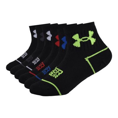 Under Armour Baby Boys Multi Pack Basic Essential Quarter Socks, Black Logo, 2T-4T