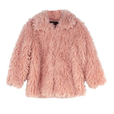 Girls' Outerwear Jackets, Toddler Girls Fashion Fluffy Faux Fleece Coat Windproof Winter Fleece (Pink, 1-2 Years)