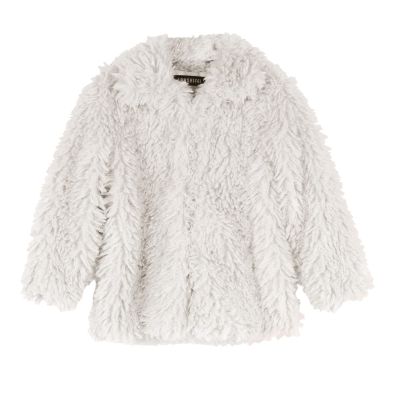 Girls' Outerwear Jackets, Toddler Girls Fashion Fluffy Faux Fleece Coat Windproof Winter Fleece (White, 3-4 Years)