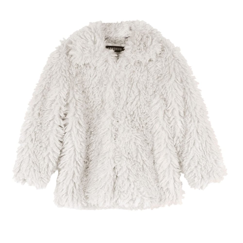 Girls' Outerwear Jackets, Toddler Girls Fashion Fluffy Faux Fleece Coat Windproof Winter Fleece (White, 3-4 Years)