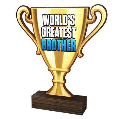 Trophy Monster World's Greatest Brother Wood Trophy Awards ECO Friendly Acupw 2022| Free Engraving and Delivery | 3 Sizes