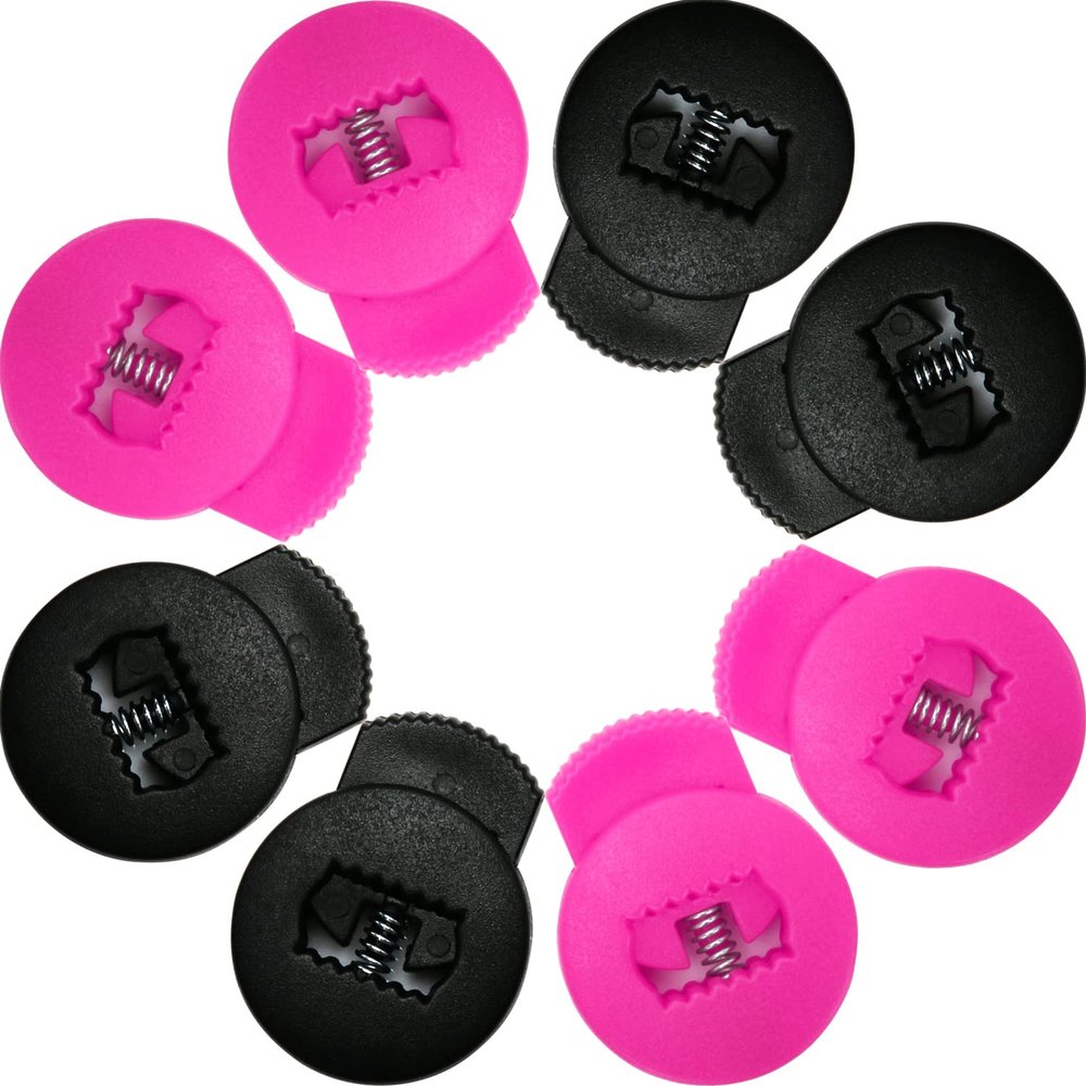 AliBall Glove Locks Baseball, Glove Lace Locks 8 Pack, Never Need Thying Knots Again, Fits All Baseball and Softball Gloves (Black-Pink)