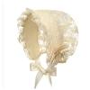 JEEYJOO Baby Girls Newborn Lace Flower Embroidered Christening Occasion Bonnet Princess Sun Hat Champagne One Size view 1
