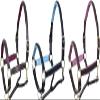 English Fancy Stitch Horse Halter Color Padded Halters English Leather Halters(Brown - Maroon Padding, Cob) view 2