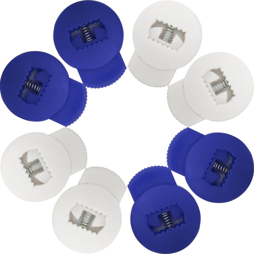 AliBall Glove Locks Baseball, Glove Lace Locks 8 Pack, Never Need Thying Knots Again, Fits All Baseball and Softball Gloves (White-Navy Blue)