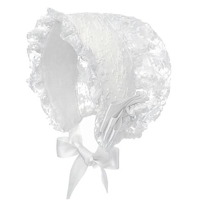 JEEYJOO Baby Girls Newborn Lace Flower Embroidered Christening Occasion Bonnet Princess Sun Hat White One Size