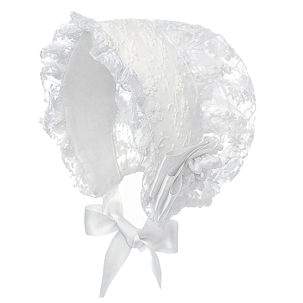 JEEYJOO Baby Girls Newborn Lace Flower Embroidered Christening Occasion Bonnet Princess Sun Hat White One Size
