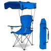 iMounTEK Camp Chair Foldable Canopy Camp Chair with Shade Sun Protection Camping Recliner with Carry Bag Support 330LBS Load Folding Seat with Cup Holder for Fishing/Beach/Travel/Picnic(Blue) view 1