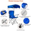 iMounTEK Camp Chair Foldable Canopy Camp Chair with Shade Sun Protection Camping Recliner with Carry Bag Support 330LBS Load Folding Seat with Cup Holder for Fishing/Beach/Travel/Picnic(Blue) view 3