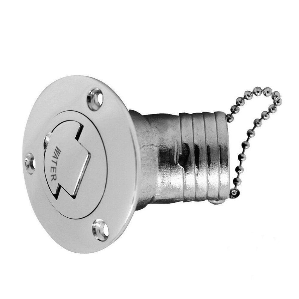 45 Degree Angle Marine Deck Filler Fill Stainless steel 316 Keyless Cap boat Hardware accessories Socket yacht W/ Rubber Gasket Fit for 1.5" /2 Diameter hose (Option: Water, 1.5" /38mm)