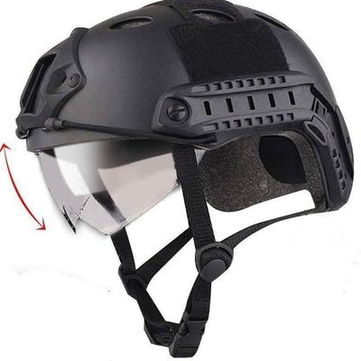 CMAIR4U Airsoft PJ Type Paintball Fast Helmet with Visor Goggles (BK)