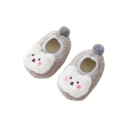 bestgift Baby Cartoon Doll Shoes Baby Floor Shoes Baby Socks Autumn and Winter Boys and Girls Thickened Toddler Socks Brown 6 Months