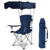 iMounTEK Camp Chair Foldable Canopy Camp Chair with Shade Sun Protection Camping Recliner with Carry Bag Support 330LBS Load Folding Seat with Cup Holder for Fishing/Beach/Travel/Picnic(NavyBlue) view 1