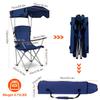 iMounTEK Camp Chair Foldable Canopy Camp Chair with Shade Sun Protection Camping Recliner with Carry Bag Support 330LBS Load Folding Seat with Cup Holder for Fishing/Beach/Travel/Picnic(NavyBlue) view 2