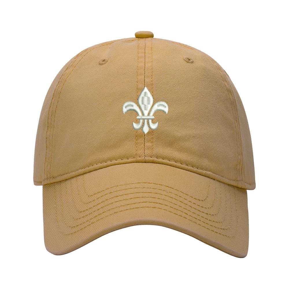 Baseball Cap Men Fleur De Lis 1 Embroidered Washed Cotton Dad Hat Baseball Caps (Khaki,7 5/8)