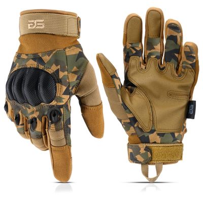 Glove Station Tactical Gloves for Men  Touchscreen Utility Gear with Hard Knuckle Protection Used in Motorcycle, Airsoft, Combat, Police, Shooting & Outdoor Work Camouflage - Hard Knuckle Medium