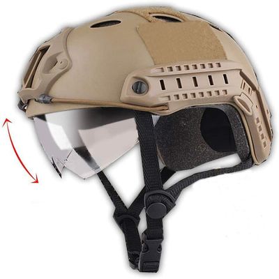 CMAIR4U Airsoft PJ Type Paintball Fast Helmet with Visor Goggles (DE)