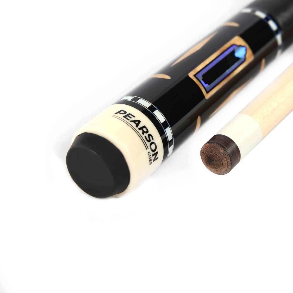 PEARSON Cues Prestige Series Pool Cue  58 Maple Wood, Low-Deflection Shaft, Quick Release Joint | Professional Billiard Stick for Serious Players & Tournament Play, 20 Oz. Black, Maple and Blue