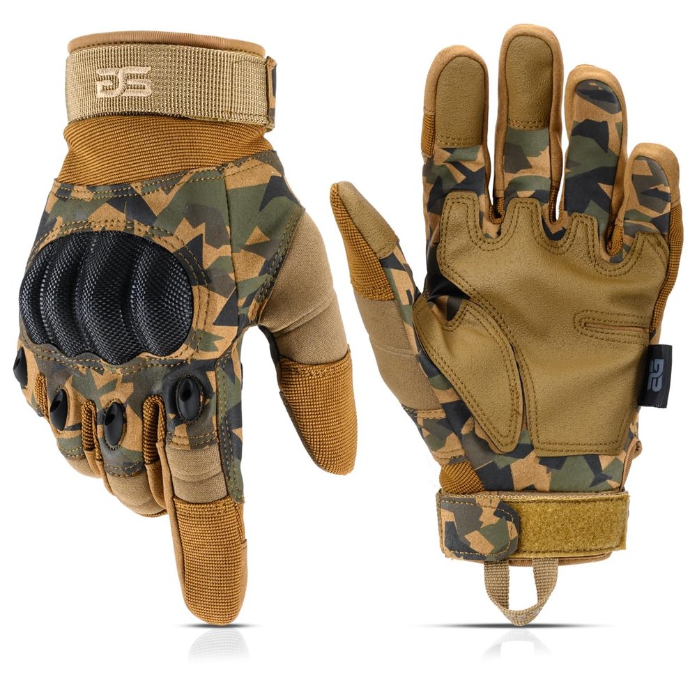 Glove Station Tactical Gloves for Men Touchscreen Utility Gear with Hard Knuckle Protection Used in Motorcycle, Airsoft, Combat, Police, Shooting & Outdoor Work Camouflage - Hard Knuckle Small