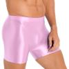 CHICTRY Mens Glossy Mid Waist Boxer Shorts Short Leggings Yoga Sportswear Swimwear Sleepwear Pink X-Large view 2