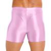 CHICTRY Mens Glossy Mid Waist Boxer Shorts Short Leggings Yoga Sportswear Swimwear Sleepwear Pink X-Large view 4
