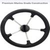 Mojiate 13 1/2 inch Boat Steering Wheel, 5 Spoke 13.5 inch Stainless Steel Grip Destroyer Style Marine view 2