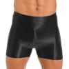 CHICTRY Mens Glossy Mid Waist Boxer Shorts Short Leggings Yoga Sportswear Swimwear Sleepwear Black Large view 1
