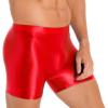 CHICTRY Mens Glossy Mid Waist Boxer Shorts Short Leggings Yoga Sportswear Swimwear Sleepwear Red Large view 2