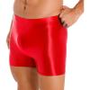 CHICTRY Mens Glossy Mid Waist Boxer Shorts Short Leggings Yoga Sportswear Swimwear Sleepwear Red Large view 3