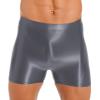 CHICTRY Mens Glossy Mid Waist Boxer Shorts Short Leggings Yoga Sportswear Swimwear Sleepwear Grey Large view 1