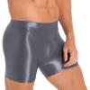 CHICTRY Mens Glossy Mid Waist Boxer Shorts Short Leggings Yoga Sportswear Swimwear Sleepwear Grey Large view 2