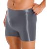 CHICTRY Mens Glossy Mid Waist Boxer Shorts Short Leggings Yoga Sportswear Swimwear Sleepwear Grey Large view 3