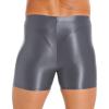 CHICTRY Mens Glossy Mid Waist Boxer Shorts Short Leggings Yoga Sportswear Swimwear Sleepwear Grey Large view 4
