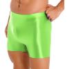 CHICTRY Mens Glossy Mid Waist Boxer Shorts Short Leggings Yoga Sportswear Swimwear Sleepwear Fluorescent Green Large view 3