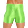 CHICTRY Mens Glossy Mid Waist Boxer Shorts Short Leggings Yoga Sportswear Swimwear Sleepwear Fluorescent Green Large view 4