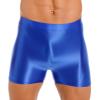 CHICTRY Mens Glossy Mid Waist Boxer Shorts Short Leggings Yoga Sportswear Swimwear Sleepwear Blue Large view 1