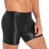 CHICTRY Mens Glossy Mid Waist Boxer Shorts Short Leggings Yoga Sportswear Swimwear Sleepwear Black X-Large view 2