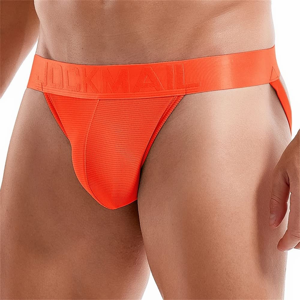 JOCKMAIL Mens Jockstrap Underwear Jock Straps Male Athletic Supporters for Men Orange