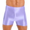 CHICTRY Mens Glossy Mid Waist Boxer Shorts Short Leggings Yoga Sportswear Swimwear Sleepwear Purple X-Large view 1