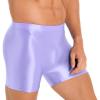 CHICTRY Mens Glossy Mid Waist Boxer Shorts Short Leggings Yoga Sportswear Swimwear Sleepwear Purple X-Large view 2