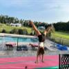 6.6 ft VOFiTNY Inflatable Gym Mats 4'' Thick Air Mat Tumble Track for home/gymnastics/cheer/tumbling Pink/Green view 2