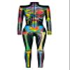 Honeystore Women's Skeleton Tight 1-Piece Jumpsuit Halloween Party Bodysuit Outfit BKAL-009 S view 3