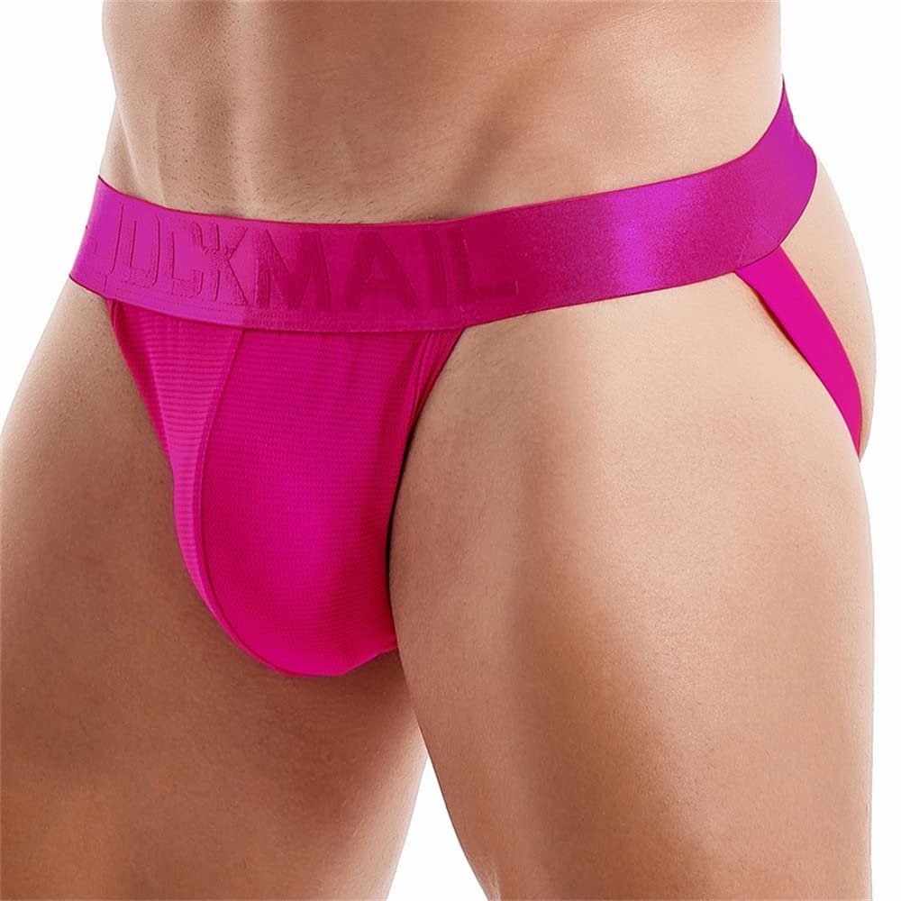 JOCKMAIL Mens Jockstrap Underwear Jock Straps Male Athletic Supporters for Men Red