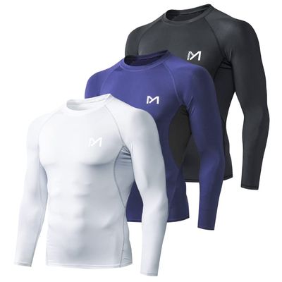 MEETYOO Men's Compression Shirt, Cool Dry Long Sleeve Underwear Top for Men, Sport Fitness Base Layer