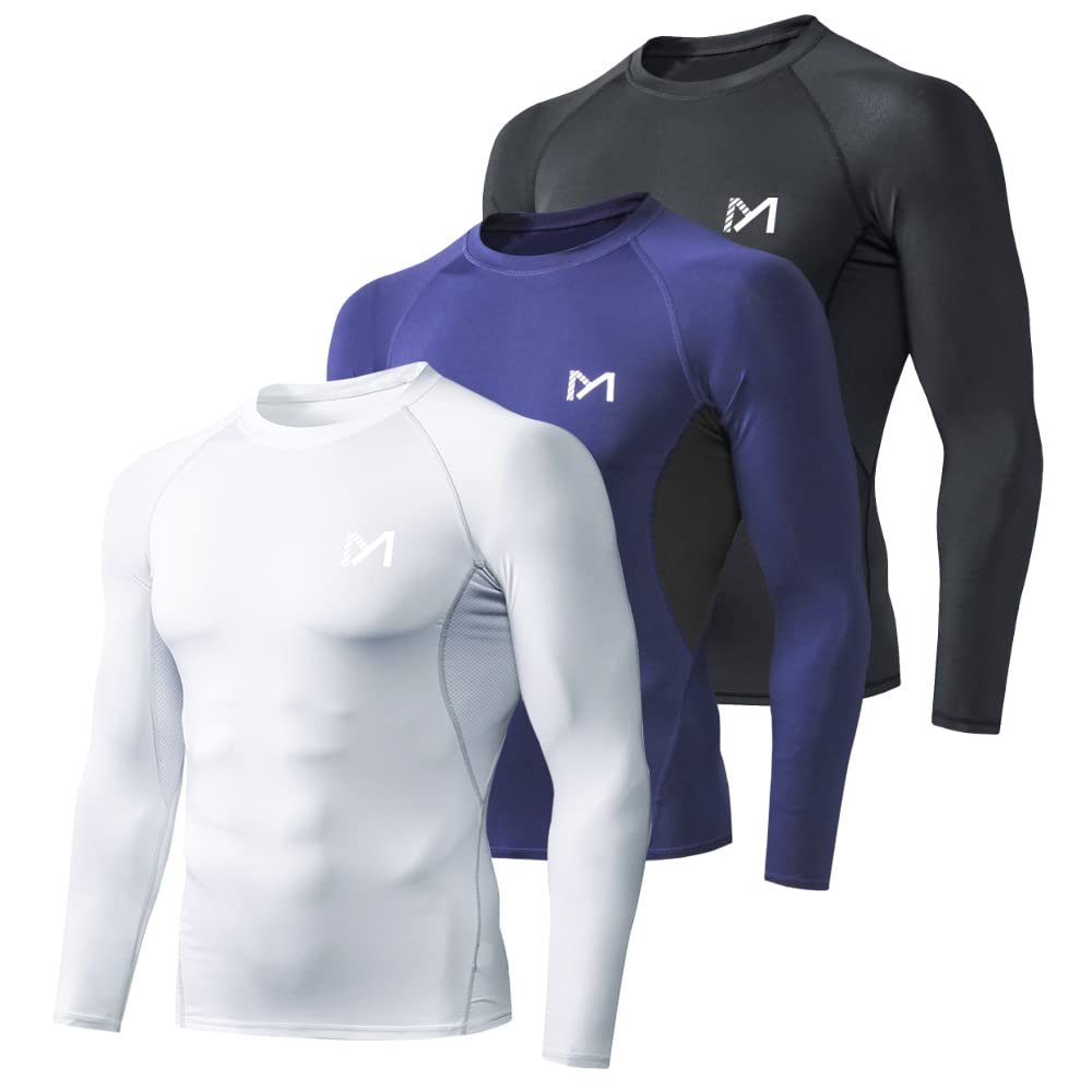 MEETYOO Men's Compression Shirt, Cool Dry Long Sleeve Underwear Top for Men, Sport Fitness Base Layer