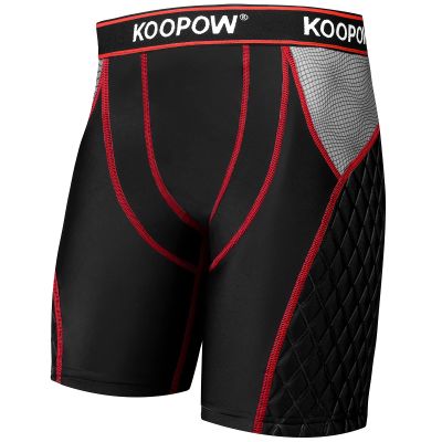 KOOPOW Boys' Sliding Shorts Youth Padded Slider Shorts Sliding Pads with Cup Pocket for Baseball, Football, Lacrosse, Hockey