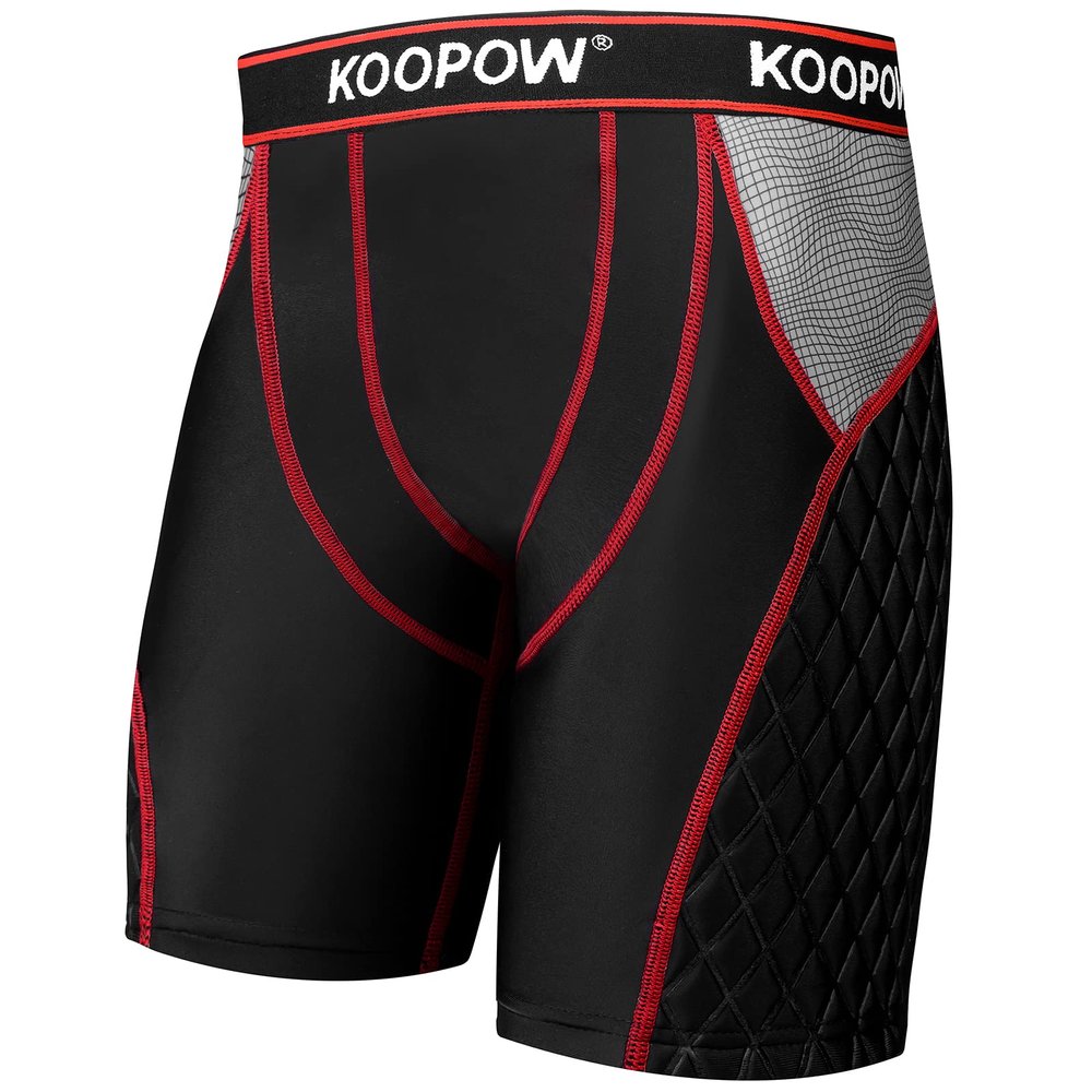 KOOPOW Boys' Sliding Shorts Youth Padded Slider Shorts Sliding Pads with Cup Pocket for Baseball, Football, Lacrosse, Hockey